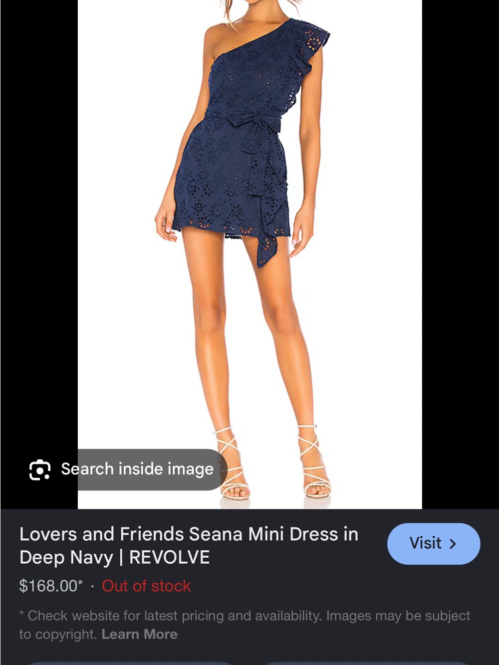 Lovers + Friends One-Shoulder Eyelet Mini Dress in Navy